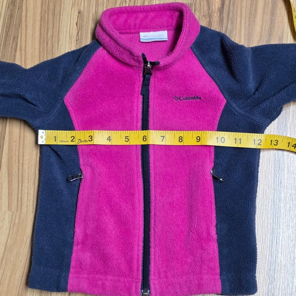 Columbia‎ Full Zip Fleece Jacket Girl's Size 3T Pink Navy Blue